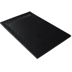 Receveur De Douche|U-tile Receveur 180 x 90 cm HD en pierre naturelle noir caniveau excentré