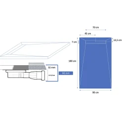 Receveur De Douche|U-tile Receveur 180 x 90 cm HD en pierre naturelle noir caniveau excentré