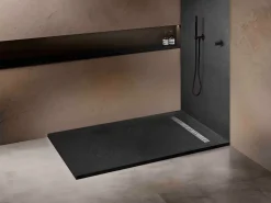Receveur De Douche|U-tile Receveur 180 x 90 cm HD en pierre naturelle gris caniveau excentré