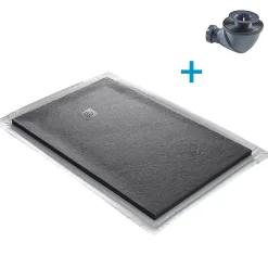 Receveur De Douche|U-tile Receveur 150 x 100 cm HD en pierre naturelle gris grille excentrée