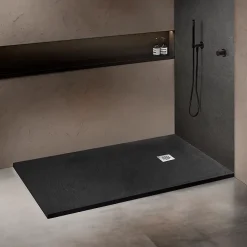 Receveur De Douche|U-tile Receveur 150 x 100 cm HD en pierre naturelle gris grille excentrée