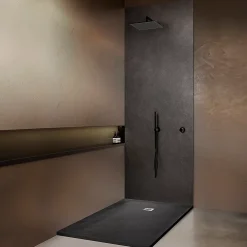 Receveur De Douche|U-tile Receveur 150 x 100 cm HD en pierre naturelle gris grille excentrée