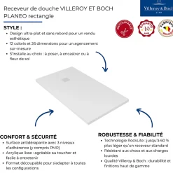 Villeroy & Boch Receveur 160 x 90 VILLEROY ET BOCH Planeo acrylique rectangle blanc