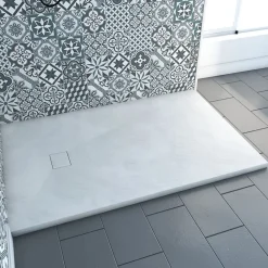 Aurlane Receveur a poser en materiaux composite SMC - Finition ardoise blanc mat - 90x140 cm