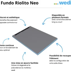 Receveur De Douche|Wedi Receveur de douche à carreler 120 x 80 cm Fundo Riolito Neo