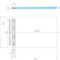 Receveur De Douche|Wedi Receveur de douche à carreler 120 x 80 cm Fundo Riolito Neo