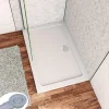 Receveur De Douche|AICA Sanitaire Receveur de douche à l'italien 100x80cm H.3cm, blanc, Bac à douche extra-plat en résine, avec une bonde H.55mm Design ultra-mince