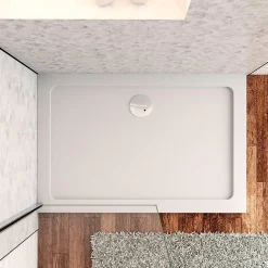 Receveur De Douche|AICA Sanitaire Receveur de douche à l'italien 100x80cm H.3cm, blanc, Bac à douche extra-plat en résine, avec une bonde H.55mm Design ultra-mince