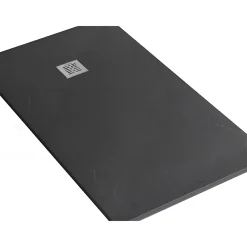Sanindusa Receveur de douche à poser extra-plat épaisseur 28mm en pierre STONIT Marina 170x80 antidérapant classé C3 noir
