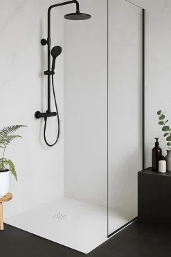 Futurbath Receveur de douche à poser l.80 x L.80 x H.3 cm blanc en mousse de polystyrène extrudé, Gravity