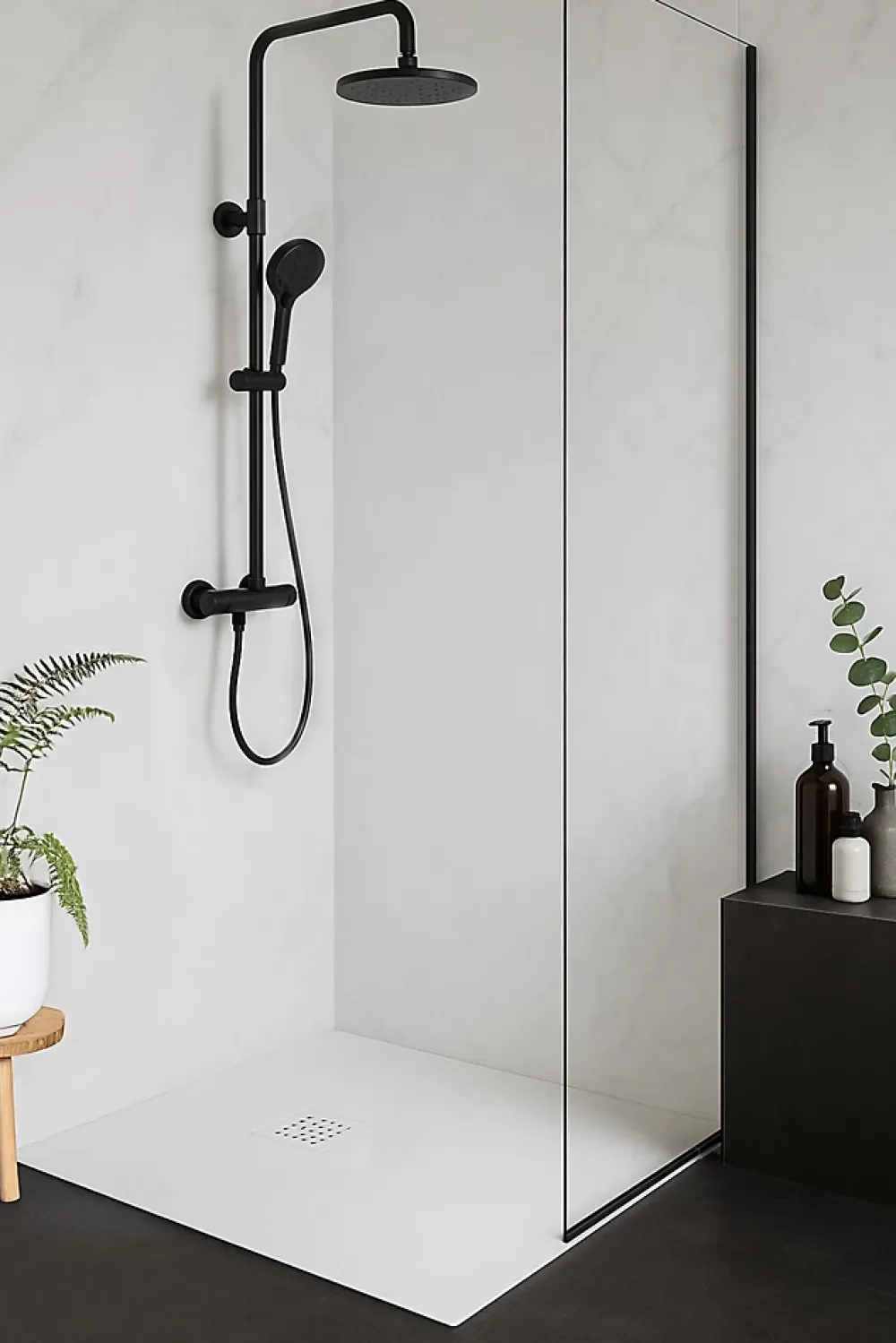 Futurbath Receveur de douche à poser l.80 x L.80 x H.3 cm blanc en mousse de polystyrène extrudé, Gravity