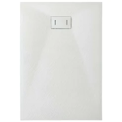 Laneri Receveur de douche SMC en fibre de verre effet pierre avec bonde inclus H. 2,6 cm 70 x 120 Blanche