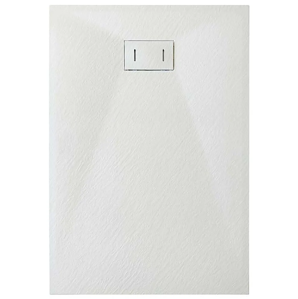 Laneri Receveur de douche SMC en fibre de verre effet pierre avec bonde inclus H. 2,6 cm 70 x 120 Blanche