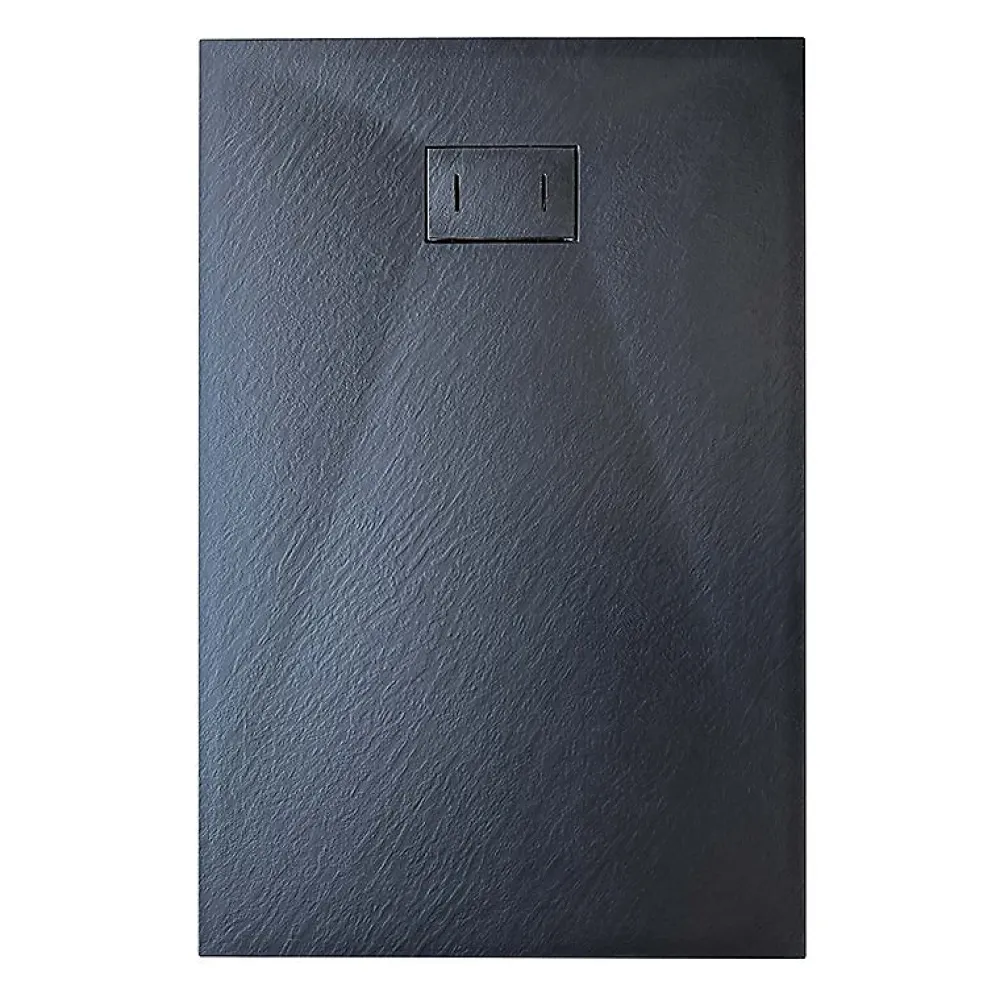 Laneri Receveur de douche SMC en fibre de verre effet pierre avec bonde inclus H. 2,6 cm 70 x 100 Noir