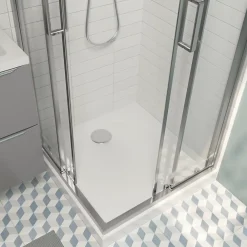 GoodHome Receveur de douche 70 x 70 cm, résine, blanc, Cavally