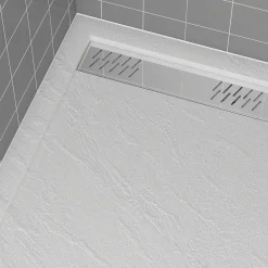 Receveur De Douche|Galedo Receveur de douche 90 x 140 cm, acrylique blanc effet pierre, Pedra