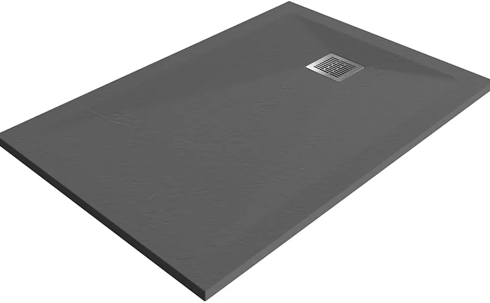 GoodHome Receveur de douche 80 x 120 cm, résine, gris, Douro