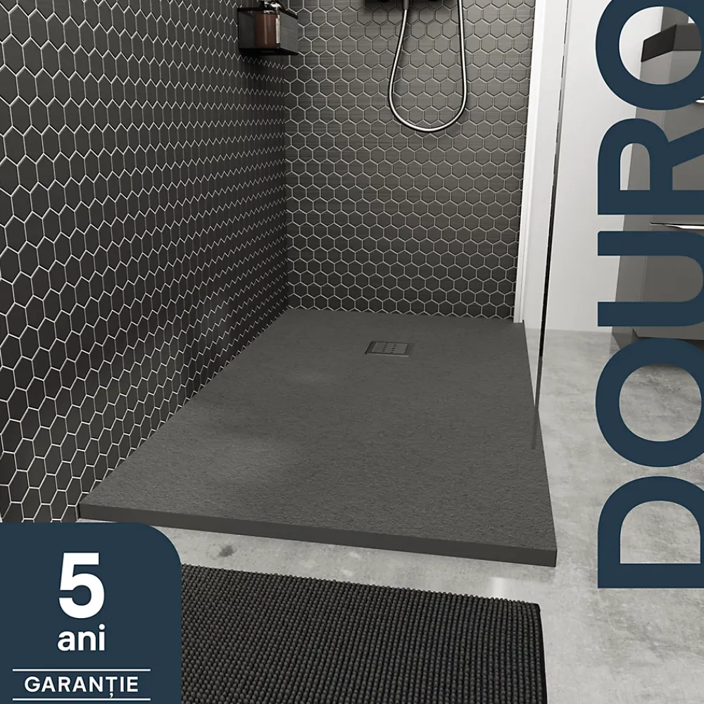 GoodHome Receveur de douche 80 x 120 cm, résine, gris, Douro