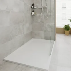GoodHome Receveur de douche 80 x 160 cm, résine, blanc, Luiro
