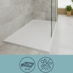 GoodHome Receveur de douche 80 x 160 cm, résine, blanc, Luiro
