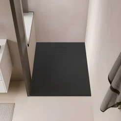 Stano Receveur de douche 80 x 100 cm extra plat noir PIATTO en SoliCast surface ardoisee