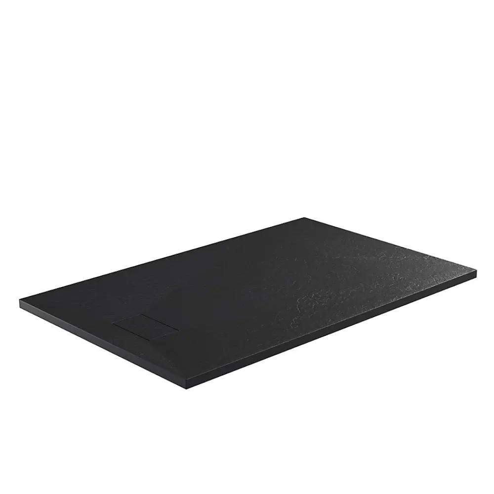 Stano Receveur de douche 80 x 100 cm extra plat noir PIATTO en SoliCast surface ardoisee