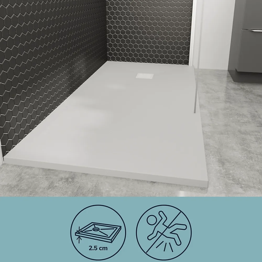 GoodHome Receveur de douche 80 x 120 cm, résine, blanc, Douro