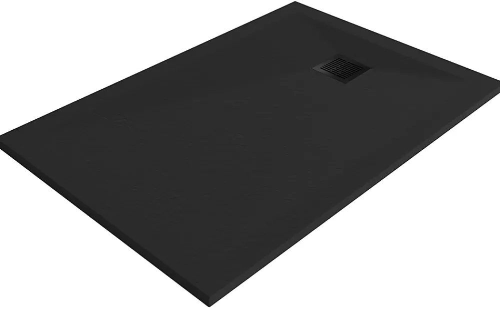 GoodHome Receveur de douche 90 x 140 cm, résine, noir, Douro