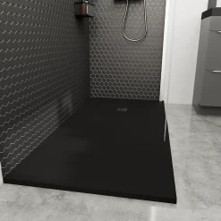 Receveur De Douche|GoodHome Receveur de douche 80 x 160 cm, résine, noir, Douro