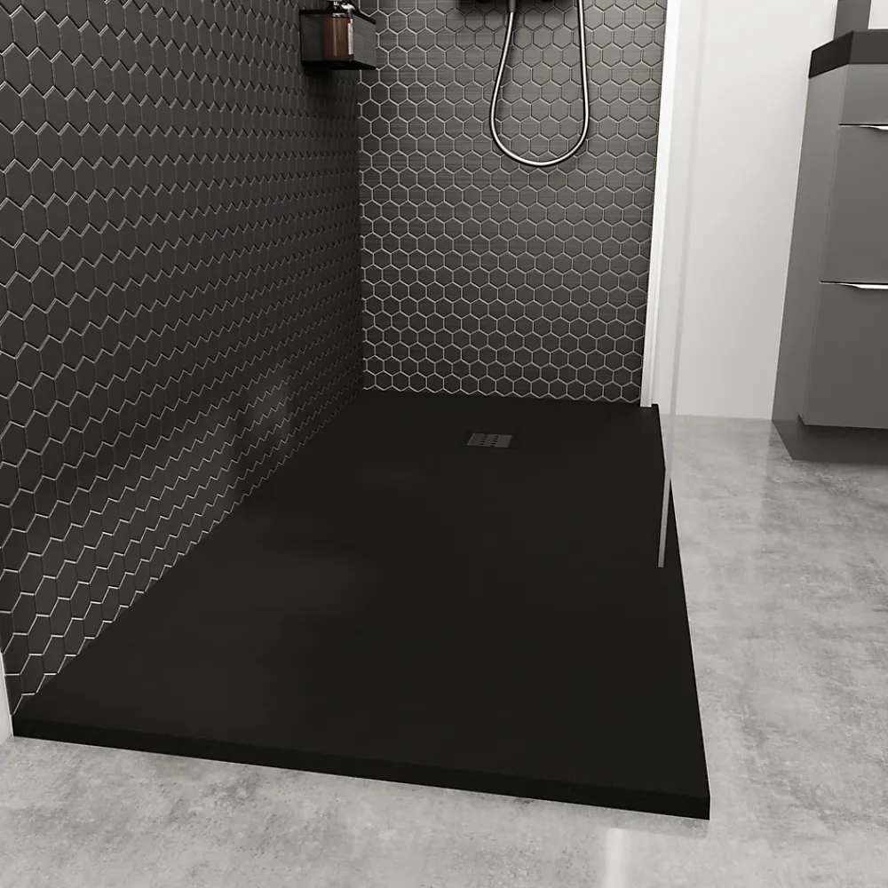 Receveur De Douche|GoodHome Receveur de douche 80 x 160 cm, résine, noir, Douro