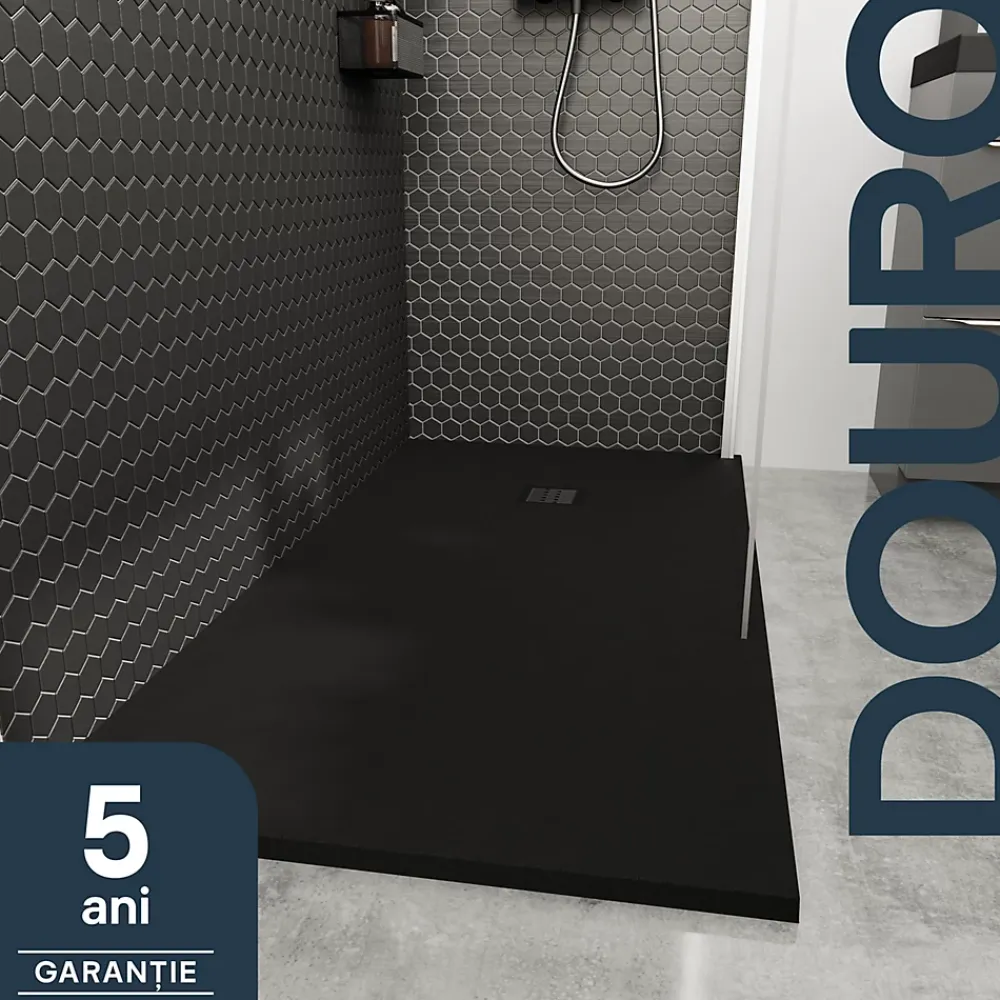 Receveur De Douche|GoodHome Receveur de douche 80 x 160 cm, résine, noir, Douro