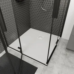 GoodHome Receveur de douche 80 x 80 cm, résine, blanc, Douro