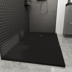 Receveur De Douche|GoodHome Receveur de douche 90 x 160 cm, résine, noir, Douro