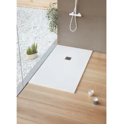 Sanycces Receveur de douche 80 x 110 cm extra plat LOGIC surface ardoisee rectangulaire blanc