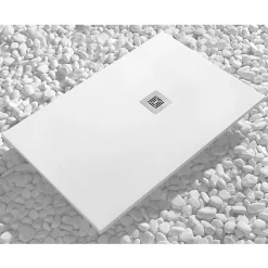 Sanycces Receveur de douche 80 x 110 cm extra plat LOGIC surface ardoisee rectangulaire blanc