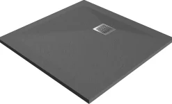 Receveur De Douche|GoodHome Receveur de douche 90 x 90 cm, résine, gris, Douro