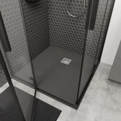 Receveur De Douche|GoodHome Receveur de douche 90 x 90 cm, résine, gris, Douro