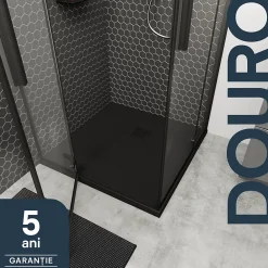 Receveur De Douche|GoodHome Receveur de douche 80 x 80 cm, résine, noir, Douro