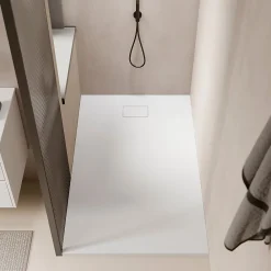 Receveur De Douche|Stano Receveur de douche 80 x 160 cm extra plat blanc PIATTO en SoliCast surface ardoisee