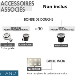 Stano Receveur de douche 90 x 170 cm extra plat blanc SALVI en SoliCast surface ardoisee