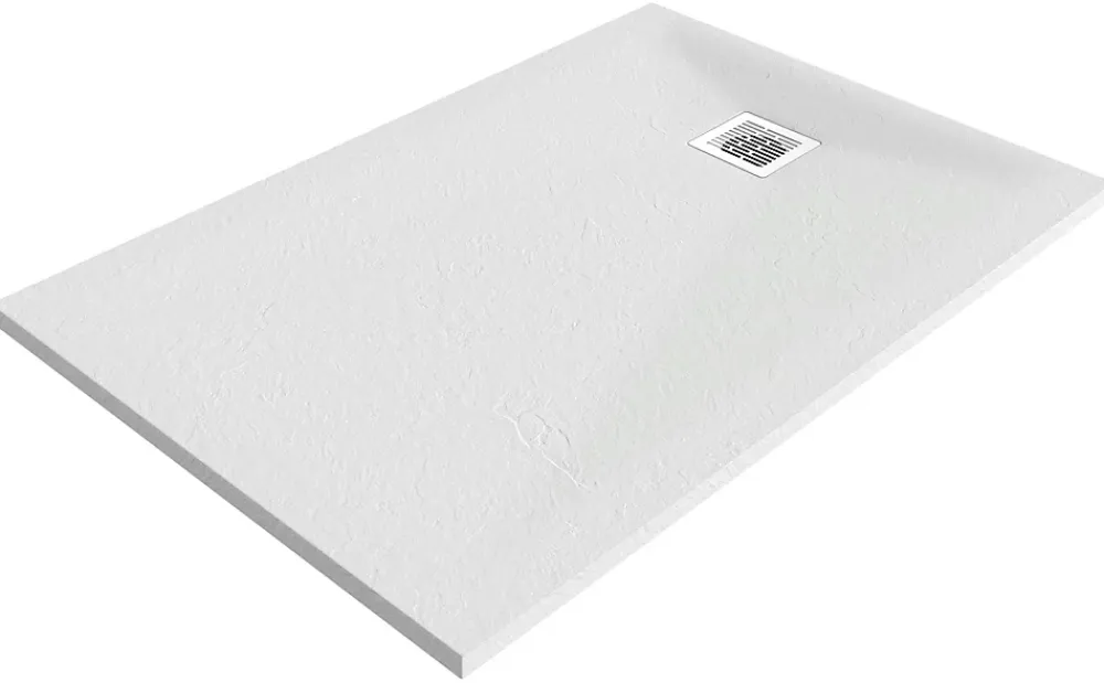 GoodHome Receveur de douche 80 x 140 cm, résine, blanc, Douro