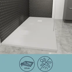 Receveur De Douche|GoodHome Receveur de douche 90 x 140 cm, résine, blanc, Douro