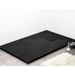 Receveur De Douche|Stano Receveur de douche 80 x 120 cm extra plat noir PIATTO en SoliCast surface ardoisee