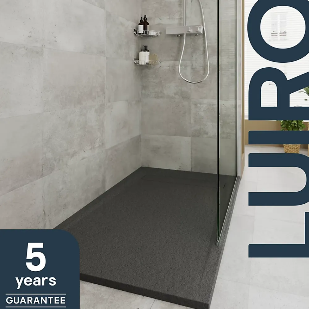 Receveur De Douche|GoodHome Receveur de douche 80 x 140 cm, résine, noir, Luiro
