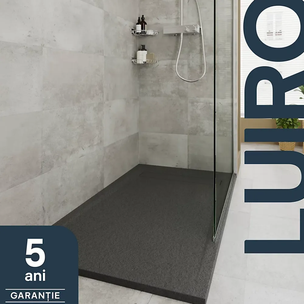 Receveur De Douche|GoodHome Receveur de douche 80 x 140 cm, résine, noir, Luiro