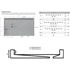 Receveur De Douche|Stano Receveur de douche 70 x 120 cm extra plat blanc en resine minerale SARIN Acier inoxydable