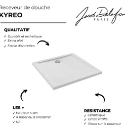 Receveur De Douche|Jacob Delafon Receveur de douche 90 x 90 Kyreo ceramique carré blanc