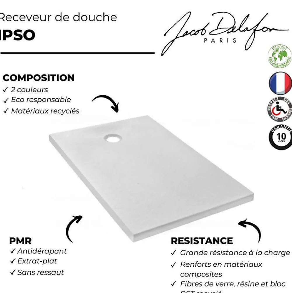 Jacob Delafon Receveur de douche 120 x 90 Ipso rectangle gris anthracite