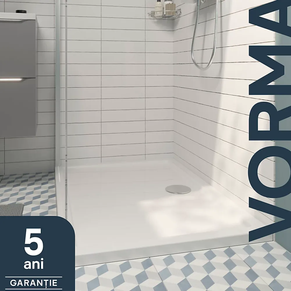 GoodHome Receveur de douche acrylique 80 x 100 cm, blanc, Vorma
