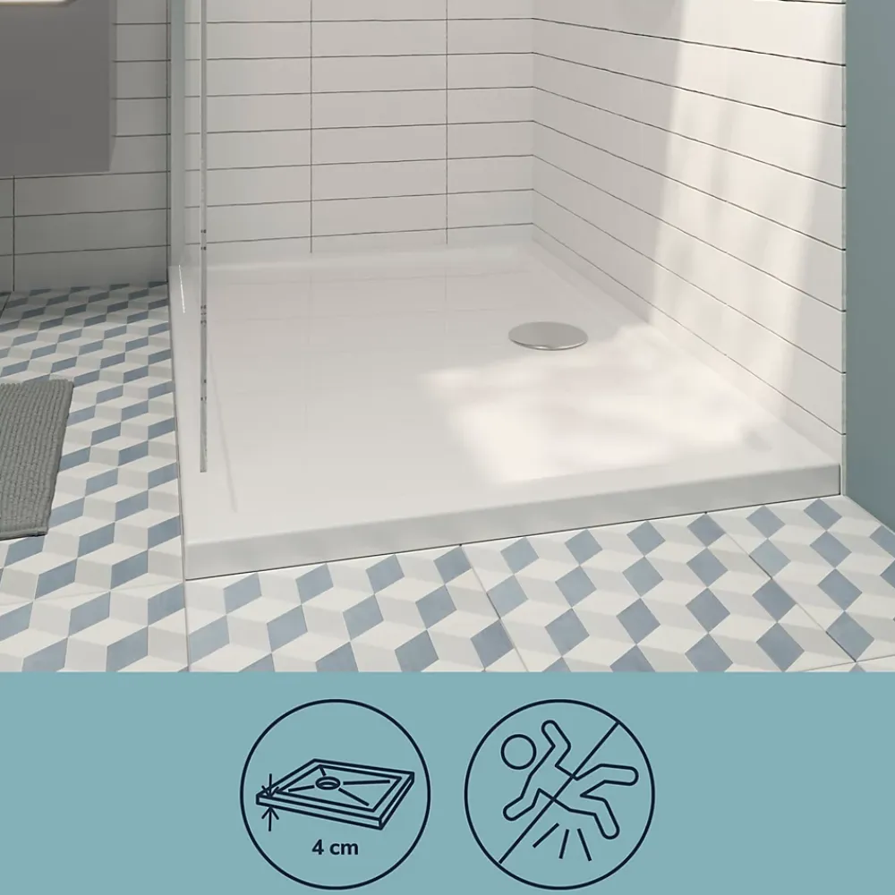 GoodHome Receveur de douche acrylique 80 x 120 cm, blanc, Vorma